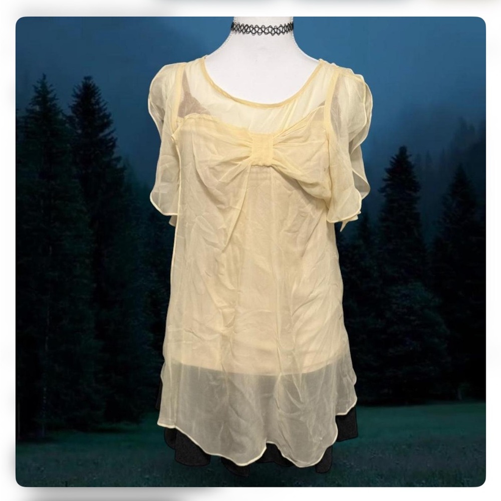 Chic Sheer Cream Blouse with Bow Detail